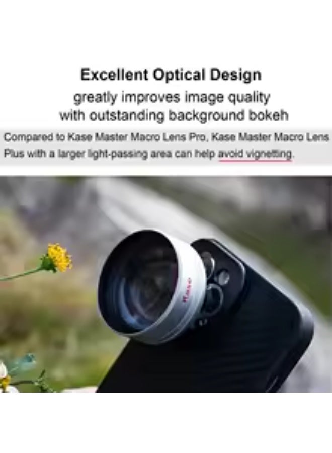 كيس عدسة Kase HD Master Macro Phone Lens Plus لهواتف iPhone 16 و15 و14 و13 Pro Max وسامسونج وأندرويد، مسافة تركيز طويلة 45-85 مم / هيكل معدني - Image 2